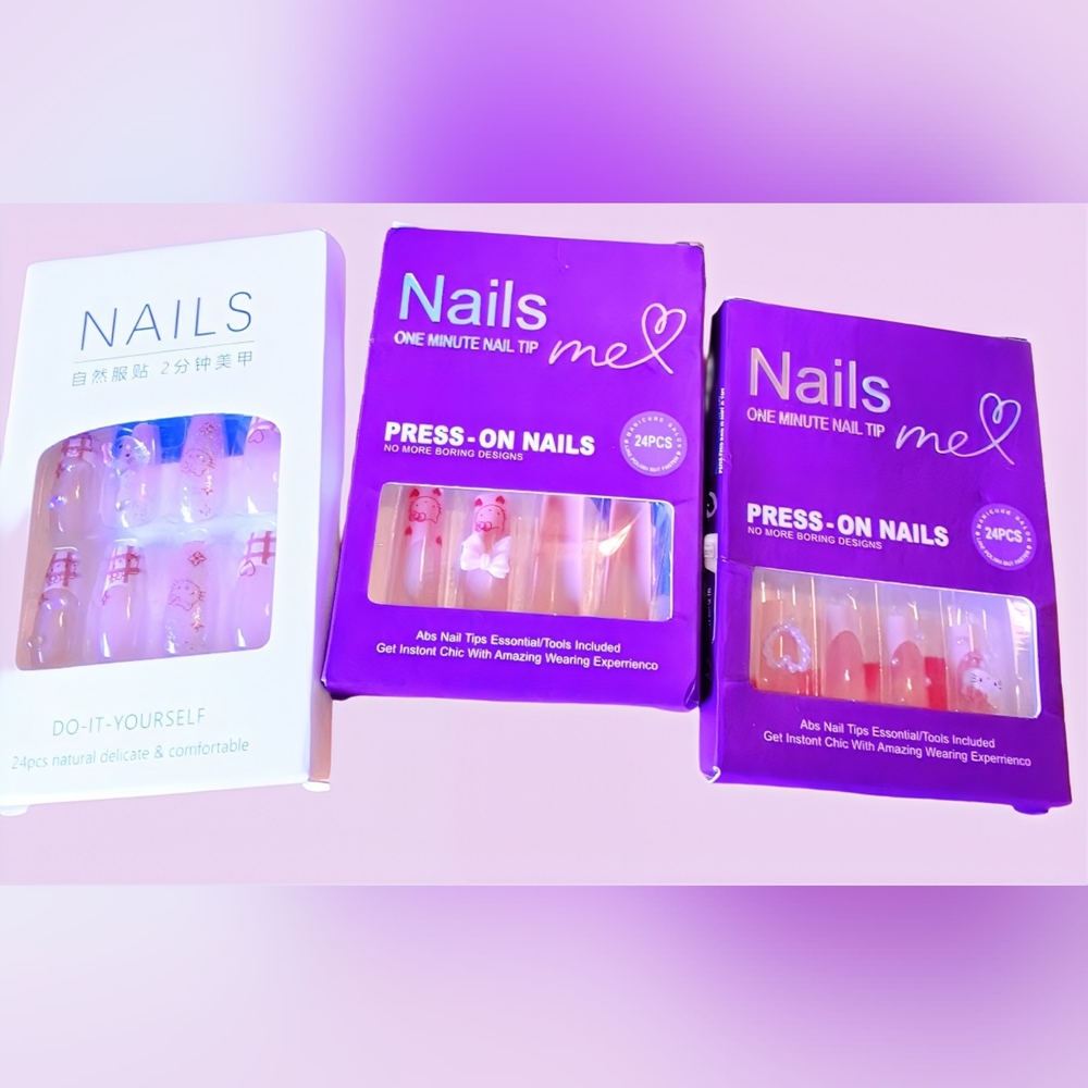 Hello Kitty Press-On Nails Set - Pink and Purple